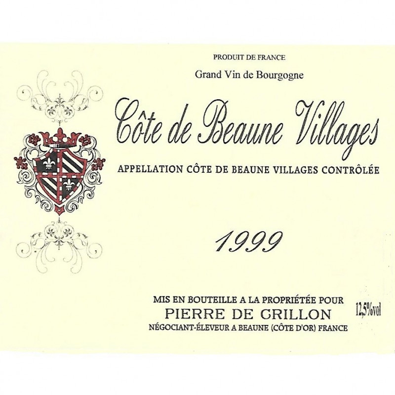 Côte de Beaune Villages 1999 Pierre de Crillon 75 cl 49,00 € 1999 chez Millésimes à la Carte