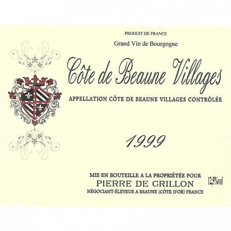 Côte de Beaune Villages 1999 Pierre de Crillon 75 cl 49,00 € 1999 chez Millésimes à la Carte