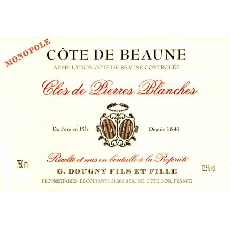 Côte de Beaune Clos de Pierres Blanches Monopole 1995 Domaine Gérard Dougny 75 cl 59,00 € 1995 chez Millésimes à la Carte